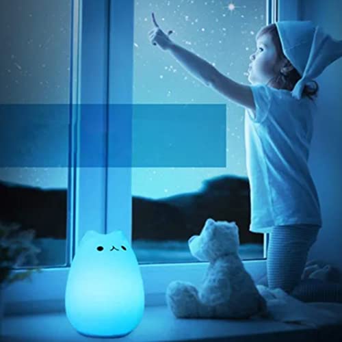 Lámpara de Mesa Noche LED Gato 7 Colores Recargable USB miniatura 4