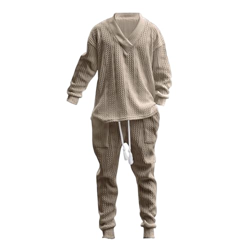 Men's Long Sleeve Jacquard Tracksuit 2 Piece Sweatshirts Fashion V