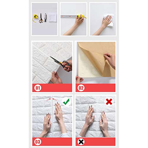 Cozylkx 3D Self Adhesive Foam Wall Panels, 10 Tiles Cover 57 Sq Feet, Peel And Stick Stone Wallpaper For Living Room Kids Bedroom Wall Decoration #TOP4