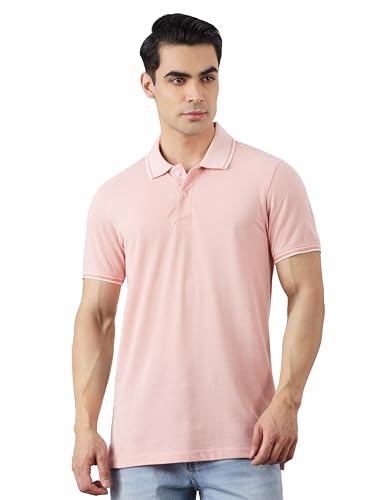 Image of Amazon Brand - Symbol Men's Cotton Rich Textured Polo Tshirts | Collar Plain Tshirts | Half Sleeves - Regular Fit (Available in Plus Sizes)