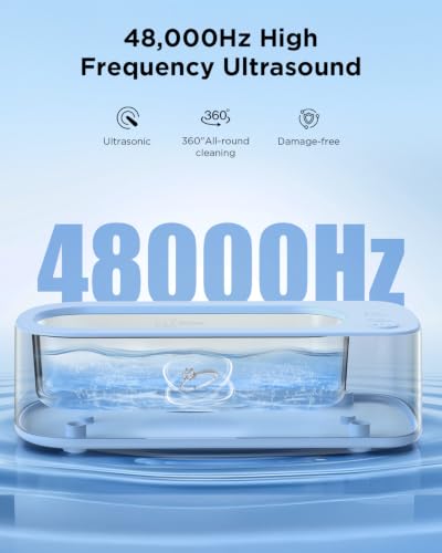 Image of Ultrasonic Jewelry Cleaner Machine: 48kHz 5Min Shine,7Min DeepClean