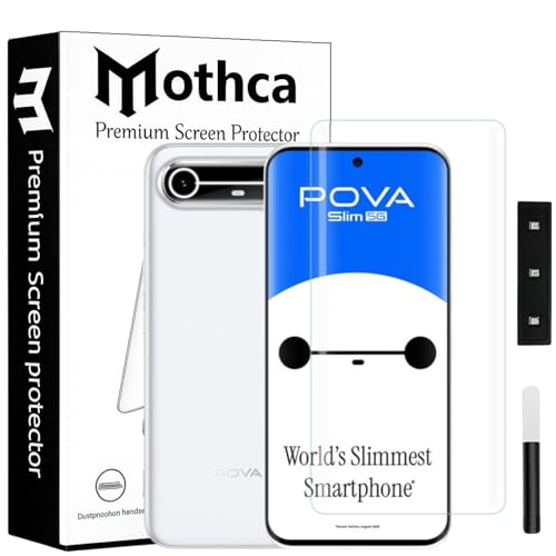 Image of Mothca Curved UV Tempered Glass Screen Protector for Tecno Pova Slim 5G | Transparent | Pack of 1 | Full Screen Coverage with UV Installation Kit
