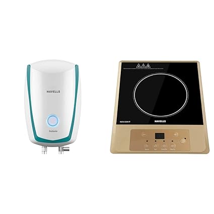 Havells Instanio 3-Litre Instant Geyser (White/Blue) & Havells Insta Cook RT 1400 watts Induction Cooktop