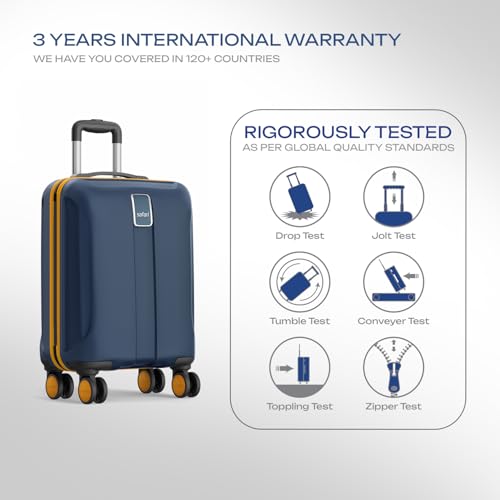 Image of Safari Cabin Thorium Neo 8 Wheels 55 Cm Small Trolley Bag Hard Case Polycarbonate 360 Degree Wheeling System Luggage, Trolley Bags for Travel, Suitcase for Travel, Graphite Blue