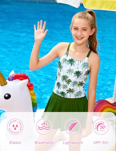 Image of ALISISTER Girls Tankini Swimsuit Two Piece Bathing Suits Summer Beach Swimwear with Shorts for 7-12 Years