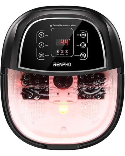 Masajeador de Baño para Pies RENPHO con Calentamiento Rápido, Masaje Automático y Potentes Chorros de Burbujas, Rodillos de Masaje Shiatsu, Pedicura Spa para Pies Cansados, Regalo dia de la madre