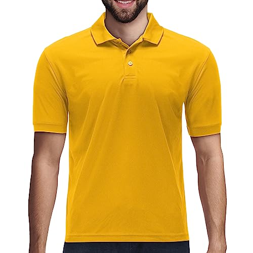 Premium Wear Men's Polo T-Shirt, High Moisture Wicking Dry Fit Performance Short-Sleeve Polo T-Shirt w Collar for Golf Tennis