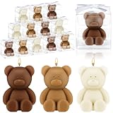 Hoolerry 30 Pcs Baby Shower Favors Mini Bear Candles Party Favors with Boxes Handmade Bear Shaped Candles Bulk for Baby Shower Boys Girls Wedding Gender Reveal Party Guest (White,Brown)