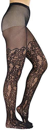 ToBeInStyle Women's Elegant Floral Vine Fishnet Pantyhose3