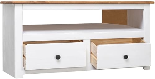 Miniatura 4 de THOYTOUI Cómoda mesa auxiliar moderna, mueble multimedia de TV, gabinete decorativo para sala de estar, gabinete de TV esquinero blanco 36.6 x 19.3