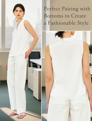 COLD POSH 19MM Mulberry Silk Blouse for Women Sleeveless V Neck Shirts Dressy Casual Womens Top for Office4