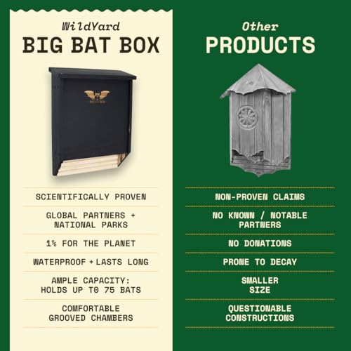 Image of BIGBATBOX Bat House for Outdoors - Large 2 Chamber, Black, Holds 75 Bats