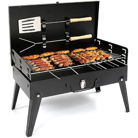 CTSZOOM Portable Charcoal Grill - Foldable BBQ Grill for Camping, 17" Tabletop Barbecue Smoker for Outdoor Cooking Backyard Camping Picnics Cover