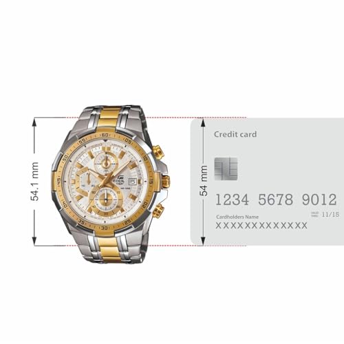 Image of Edific Analog Chronograph Men's Watch - Stainless Steel Two-Tone Gold & Silver Strap, White Dial, Date Display