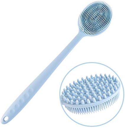 Silicone Bath Body Brush Ultra-Soft BPA-Free Shower Back Scrubber with Long Handle for Women - Blue