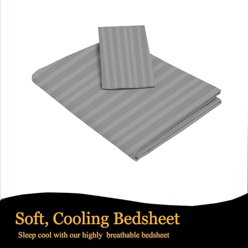 Image of 220 Cotton Feel 1 Single Bedsheet with 1 Pillow Cover (90X60 Inch) Grey