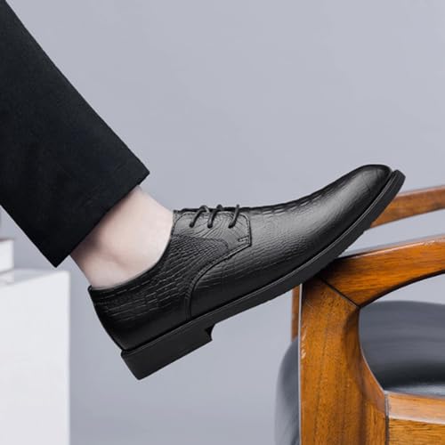 Mens Dress Uniform Shoes Top Grain Leather Lace Up Breathable Non Slip Block Heel Prom Wedding Formal Comfortable3