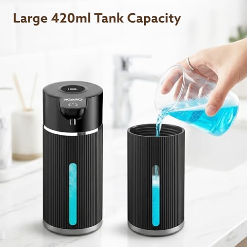 Image of AGARO Elite Automatic Soap Dispenser, 420ml Touchless Foaming Hand Wash Dispenser, Digital Display, Wall Mount, Rechargeable 1200mAh Battery, IPX5 Water Resistant, for Bathroom, Kitchen & Office