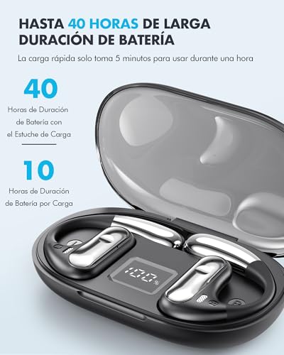 EUQQ-Auriculares-Inalambricos-Auriculares-Bluetooth-53-Deportivos-con-Gancho-de-la-Oreja-40H-de-ReproduccionLlamada-ENC-HD-Profundamente-Bajo-Pantalla-LED-Ajuste-Comodo-IPX7-Impermeable
