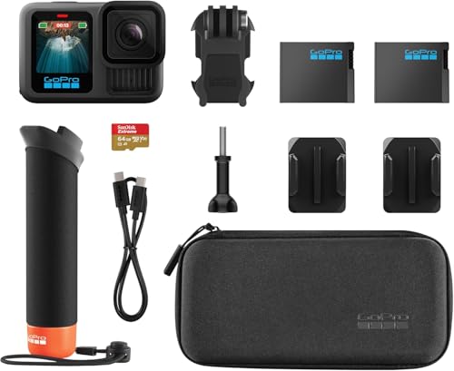 GoPro HERO13 Black Accessory Bundle - Includes The Handler, 2 Enduro Batteries, 2 Curved Adhesive Mounts, 64GB SanDisk M - Additional View