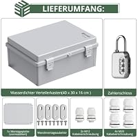 EYPINS Wasserdicht Verteilerkasten IP67, Anschlussdose Wasserdicht ABS Kunststoff Gehäuse außen Steckdosenkasten, Schaltkasten, Stromkasten mit Montagezubehör 40x30x16cm | Grauer Schaltschrank – Ansicht 8