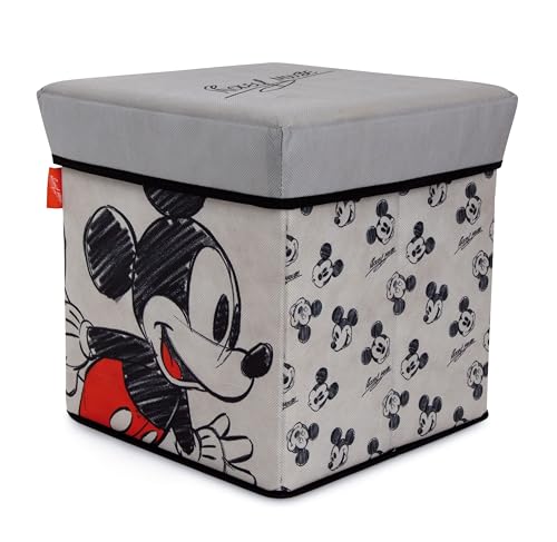 ARDITEX - Cube Pliable pour Enfants Mickey avec Couvercle rembourré et Fonction Assise - Licence Officielle Disney - 30x30x30 cm - Coffre de Rangement Textile...