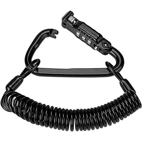 Ailelan Motorcycle Helmet Lock & Cable, Sleek Black Tough Combination PIN Locking Carabiner Device for Bike Helmet, Jacket, Cabinets & Luggage Cover