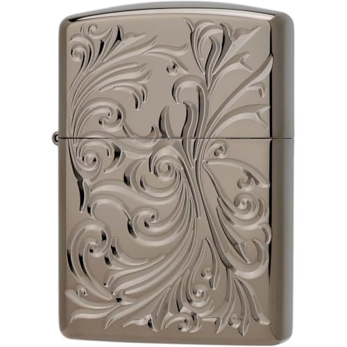 ジッポー(Zippo) オイルライター フリント アーマー ボタニカル 両面加工 彫刻 チタンコーティング ブラック おしゃれ リーフ 特製ステッカー付き Botanical TC(B)