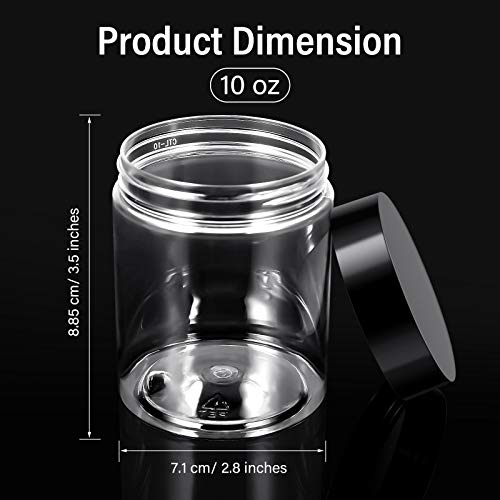 Image of Patelai 4 Pieces Round Wide-mouth Leak Proof Plastic Container Jars with Lids for Travel Storage Makeup Beauty Products Face Creams Oils Salves Ointments DIY Making(10 Ounce,Black)