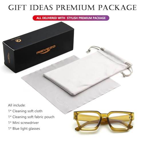 Image of AIEYEZO Square Thick Frame Glasses for Women Men Fashion Blue Light Glasses Trendy Chic Computer Eyeglasses