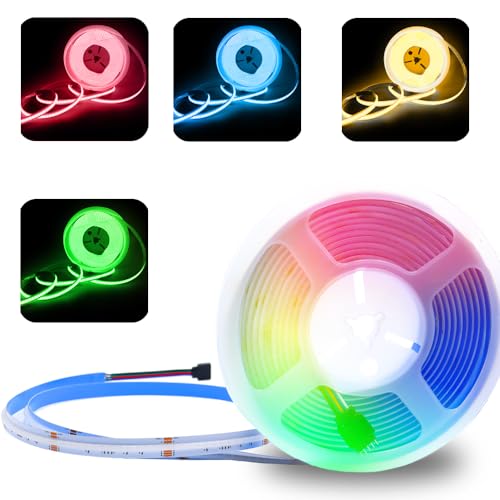 24V COB Striscia LED RGBW, 5m 784LEDs/m LED Striscia RGB+Bianco caldo dimmerabile Flessibile Multicolore luce Alta Luminosità Luci Nastro COB Strip per Feste, Decorazioni per la casa