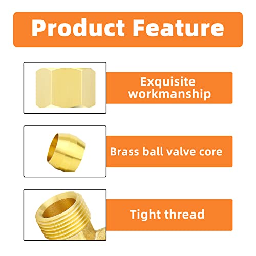Gasher JQ-634 10Pcs Brass 90 Degree Elbow Compression Tube Pipe Fitting Connector thumb #5