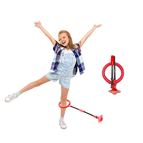 PALA PERRA Ankle Skip Ball for Kids, Skip It Ankle Toy with Flashing Light Jumping Ring, Foldable Skip Ball Bop It Game for Sports Fitness Kids Adultsï¼ˆRedï¼‰