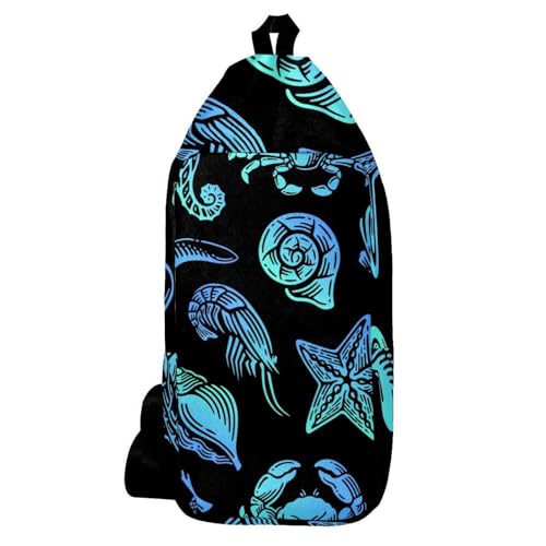Sac à dos à bandoulière bleu marine au design exotique multicolore unique