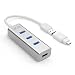 WEme Premium 4 Ports Unibody Aluminum USB 3.0 Data Hub with Type C Adapter Converter, 1ft Cable for MacBook, iMac, MacBook Pro Air, Mac Mini, Surface Pro Book, Lenovo Yoga and any PC (Silver)