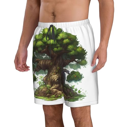 Men's Swim Trunks Cartoon Tree Quick Dry Board Shorts Mens Bathing Suit Beach Swimwear with Pockets4