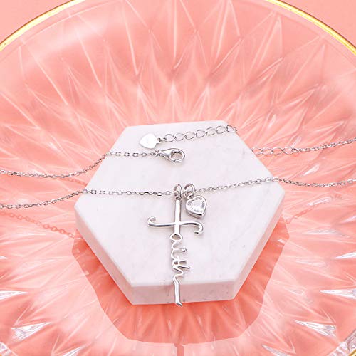 Cross Necklace 925 Sterling Silver Infinity Love of God Heart Cross Pendant Necklace Christian Gift for Women4