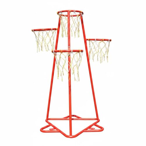 FytStycale Canasta Infantil Multi Uso Interior y Exterior Canasta Baloncesto Metal Estructura Alta Mini Conjunto Baloncesto para Al Libre, Rojo Brillante