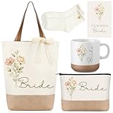 Geiserailie 6er Set Bride To Be Geschenk Tragetasche Kosmetiktasche Becher Socken Spitzenband Jungesellinenabschied Braut Geschenke zur Verlobung JGA Accessoires Hochzeit für Brautdusche Brautparty