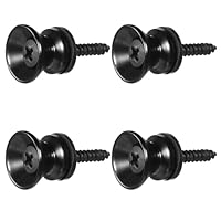 4 Stück Gitarrengurt Knöpfe, Bridge Pins Schwarze Gitarrengurtverschlüsse, Mentalgurtknöpfe mit Schraube und Gummiblöcken, rutschfest für E-Gitarre, Akustikgitarre, Bass, Ukulele