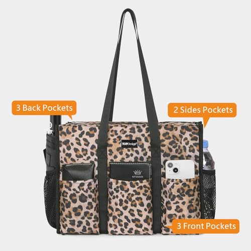 Image of TOPDesign Utility Water Resistant Tote Bag with 13 Pockets, Top Zipper Closure & Thick Bottom Support, for Working Women