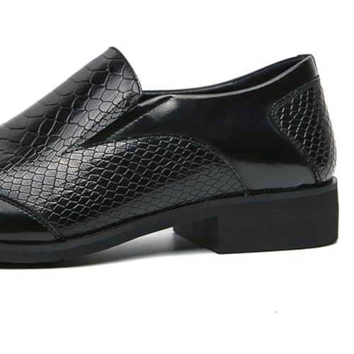 Men's Leather Loafers Black Slip-on Loafers with Snake Pattern Office Formal Oxfords Dancing Dress Shoes4