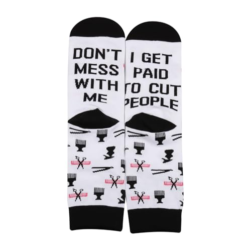 PXTIDY 1 Pair Hairstylist Gift Don’t Mess With Me Hair Salon Gift Hairdresser Socks Hairstylist Sock2