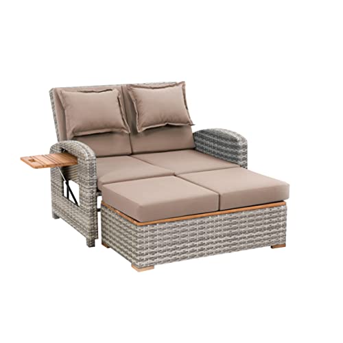 greemotion Rattan-Lounge Bahia Style 3-in-1 mit Teilen aus Teak,...