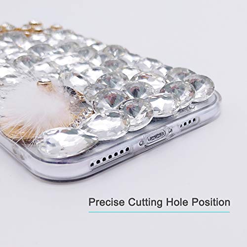Guppy For Iphone 12 Women Diamond Case Luxury 3D Handmade Bling Rhinestone Glitter Shiny Crystal Jewelled Gems Fox Crown Soft Protective Anti-Fall Case For Iphone 12 6.1" #TOP5