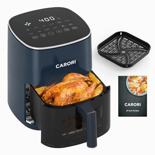 Image of CARORI 6QT Air Fryer with Viewing Window, 12 Cooking Presets, 1700W Fast & Even Cooking, Max 400℉ Crisping, Bake, Roast, Reheat & Dehydrate, Large Nonstick Basket, Dishwasher Safe, Dark Blue