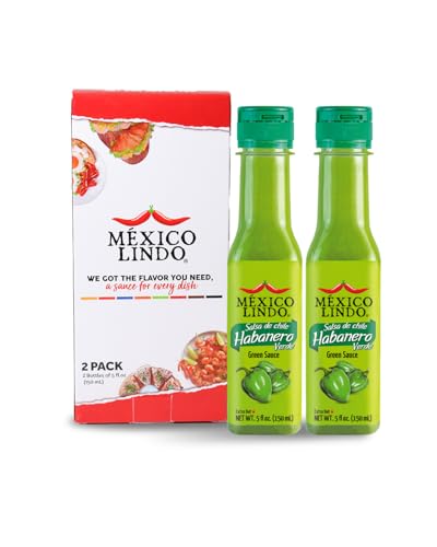 Image of Mexico Lindo Green Habanero Hot Sauce Display, 5 fl oz, Pack of 2