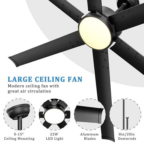 Ohniyou 72 Inch Large Industrial Ceiling Fan With Lights Remote Control thumb #5