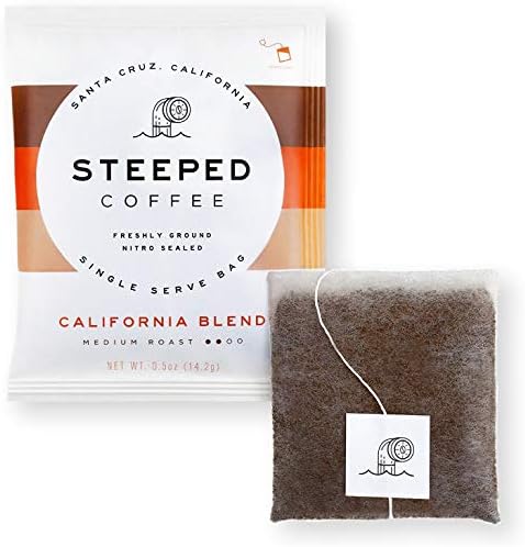Single Serve Coffee Packs, No Machine Needed, Commercially Compostable, Just Add Water, Direct Trade, Hand Roasted & Freshly Ground, Specialty Grade, Nitro Sealed for Freshness (California Blend (Medium Roast), 8 Count (Pack of 1))