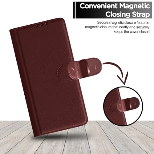 Image of Pikkme Flip Cover for Oppo Reno 16c 5G Leather Finish | Inside TPU with Card Pockets | Wallet Stand and Shock Proof | Complete Protection Flip Case (Brown)